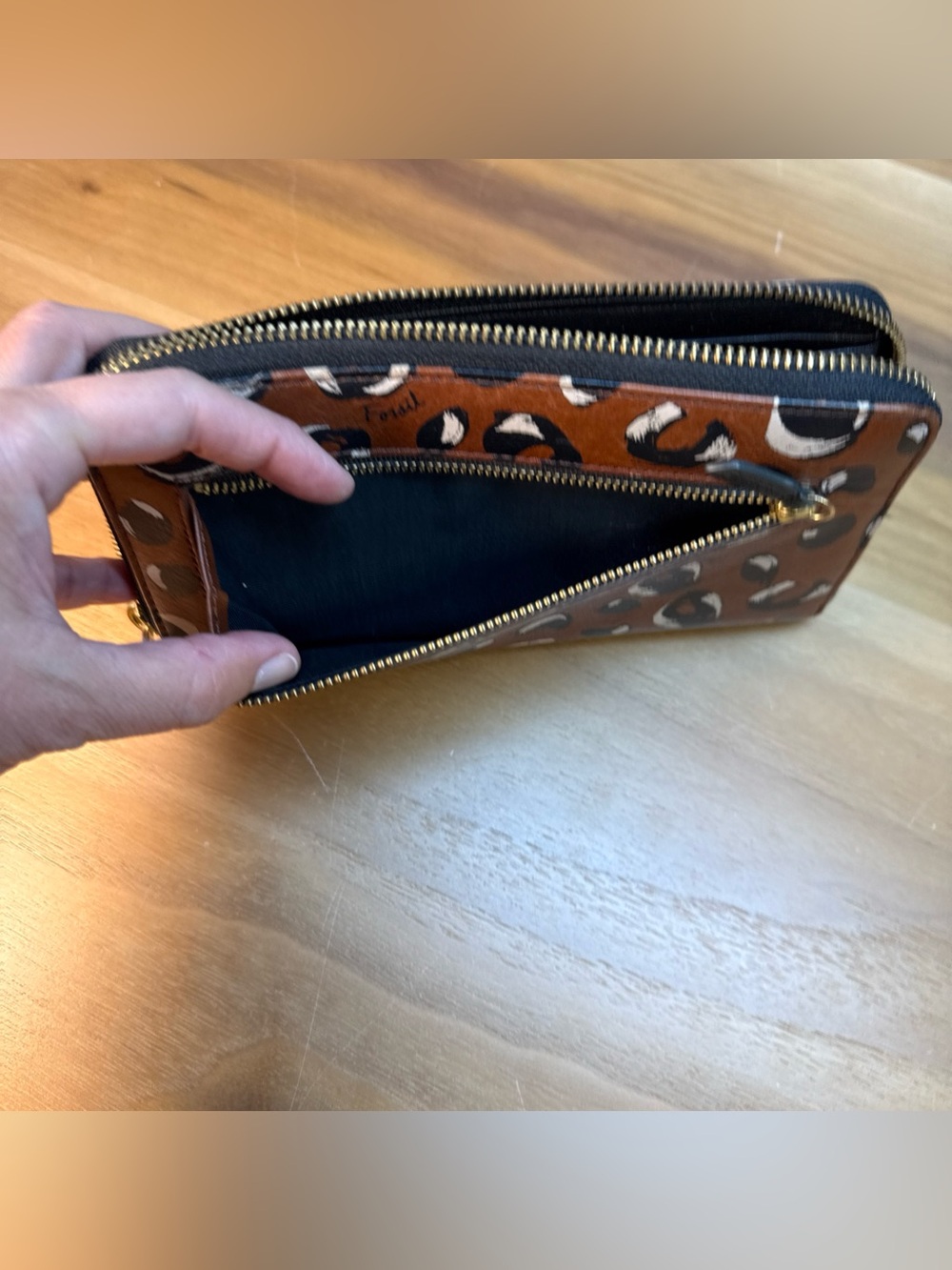 Fossil Women's Sydny Leather Zip around Wallet Cheetah Cow Hide Animal Print - Picture 16 of 16